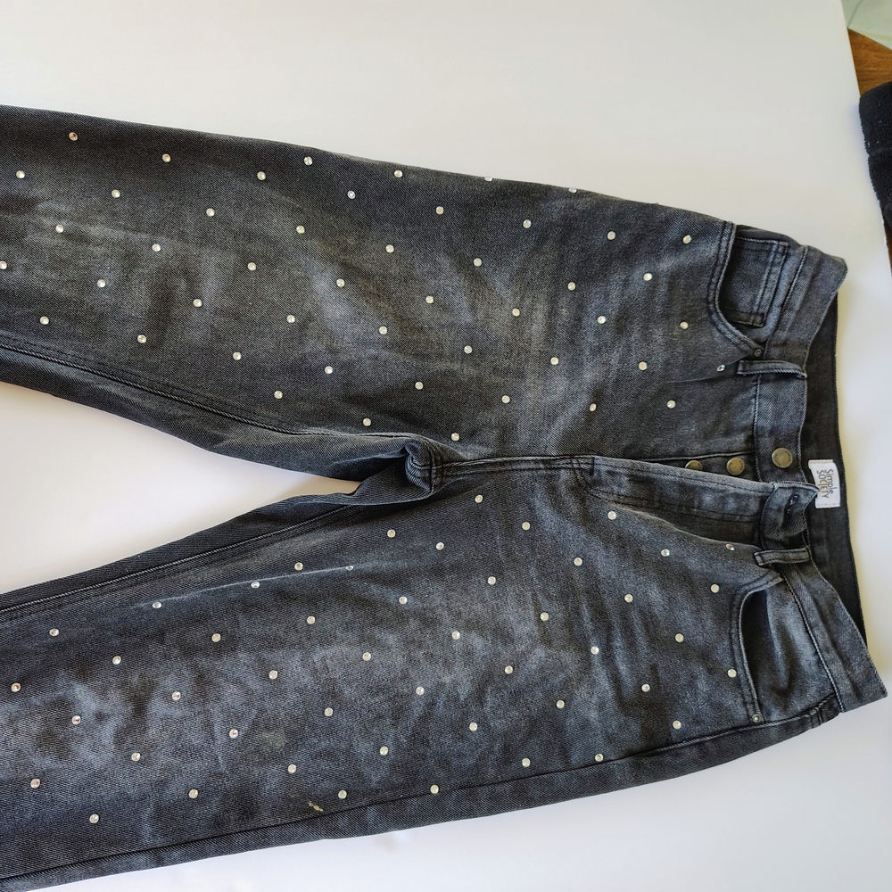 Society Black Skinny Jeans with Polka Dot Pattern
